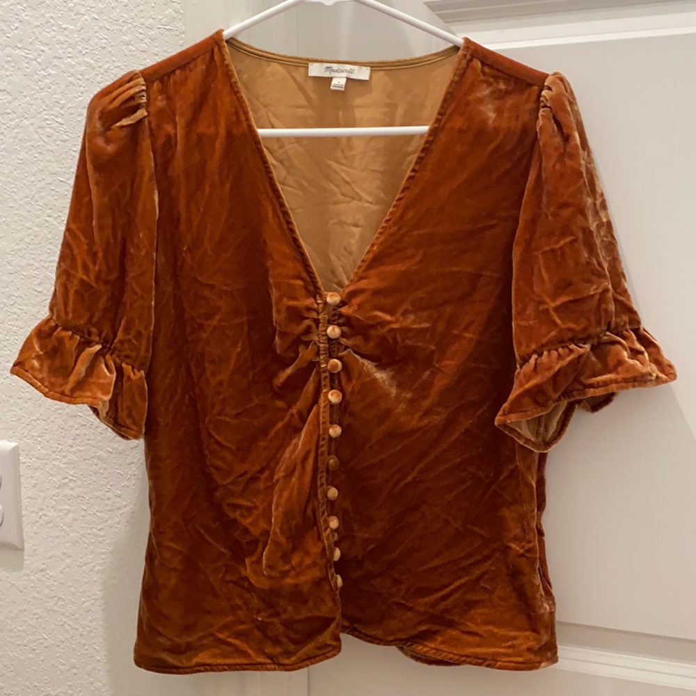 Madewell Crushed Velvet Button Up Blouse